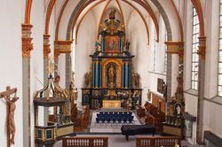 Blick von der Orgelempore in das Kirchenschiff der Paterskirche, Kulturforum Franziskanerkloster, Foto: Tina Hellmich, Kempen